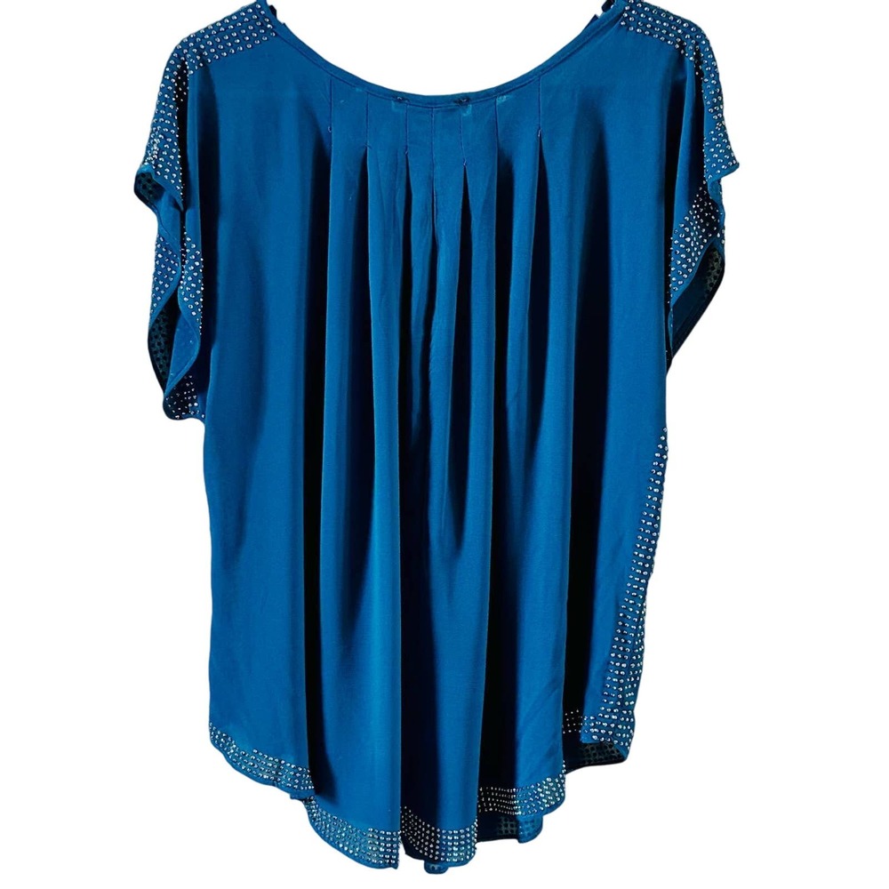 Moroccan Blue Scoop Neck Blouse  SMALL